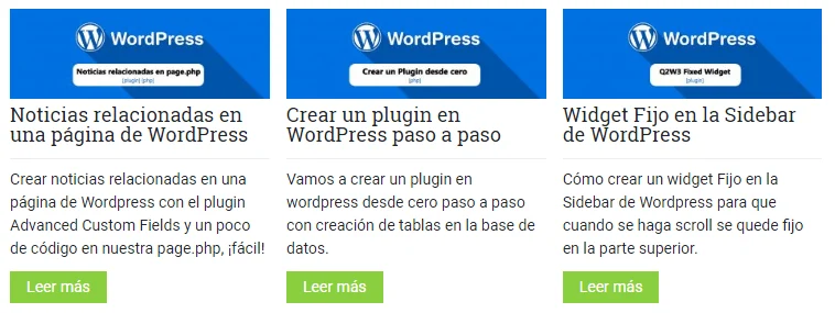 Últimas noticias en la portada de WordPress
