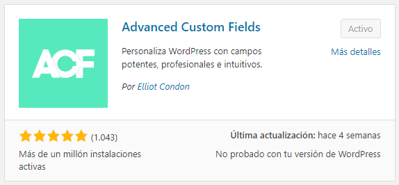 instalar Advanced Custom Fields