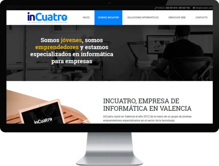 Portada del sitio web de empresa InCuatro
