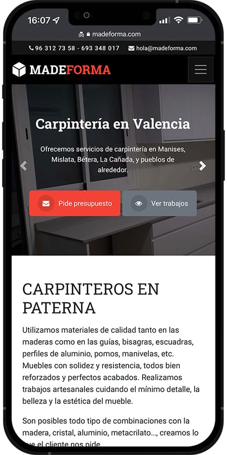 Proyecto de diseño web para Madeforma