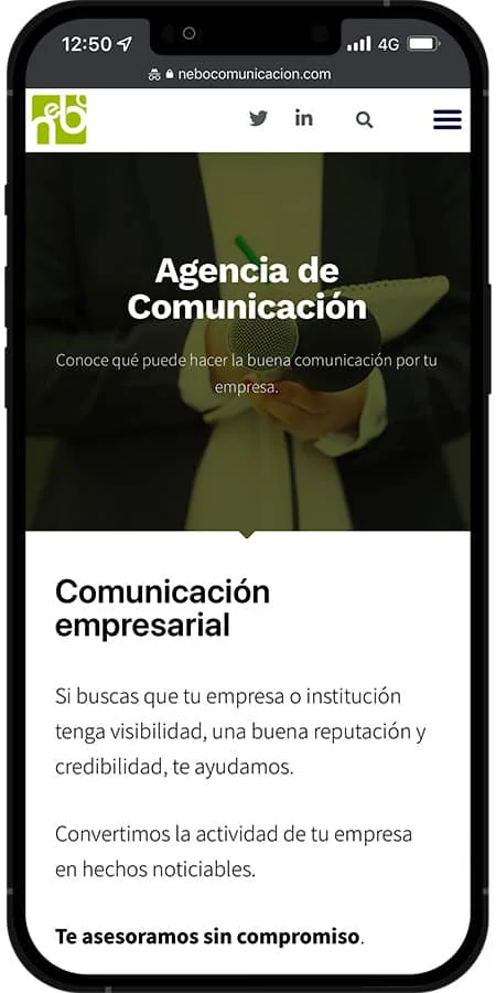 Versión móvil de Nebo comunicación