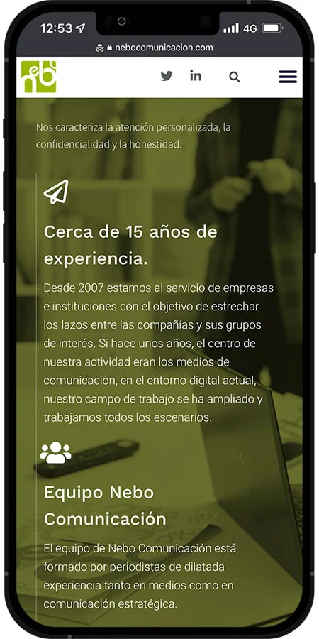Versión móvil de Nebo comunicación