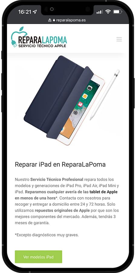 Detalle de diseño web Poma