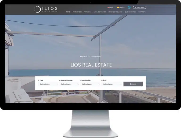 Diseño web Ilios Real Estate en versión escritorio