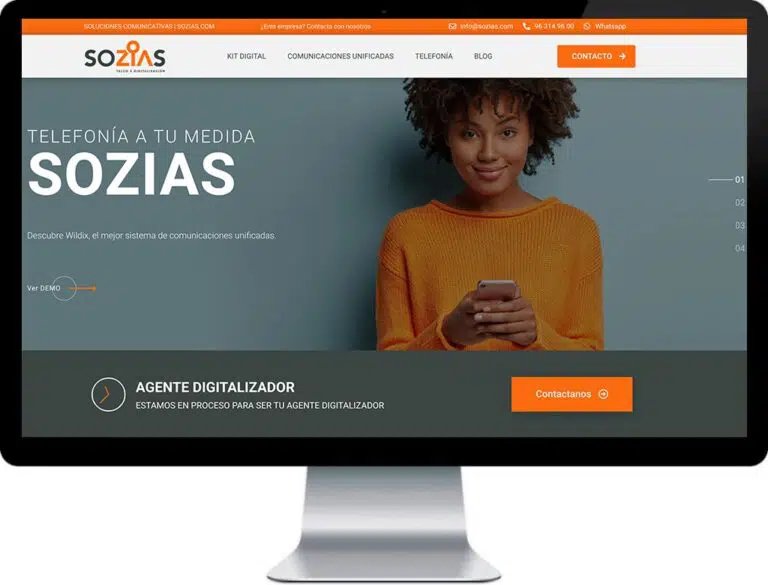 Diseño de Sozias en pantalla de escritorio