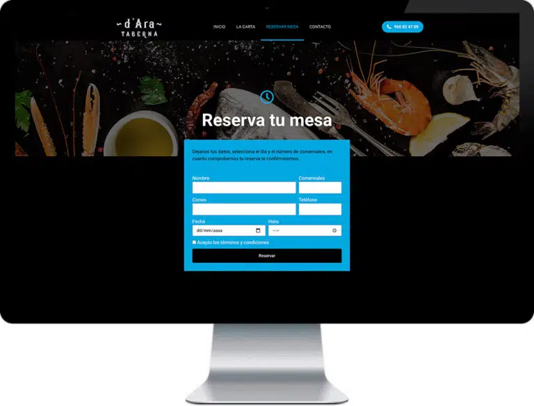 Diseño web de Taberna Dará
