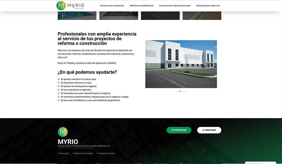 Diseño web Mirio home