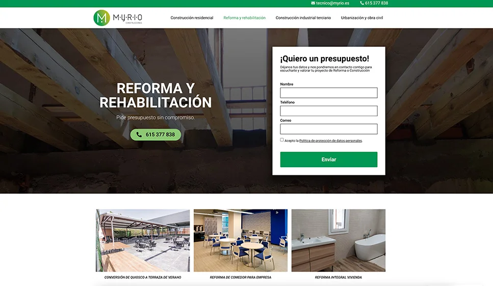 Pantalla del sitio Myrio