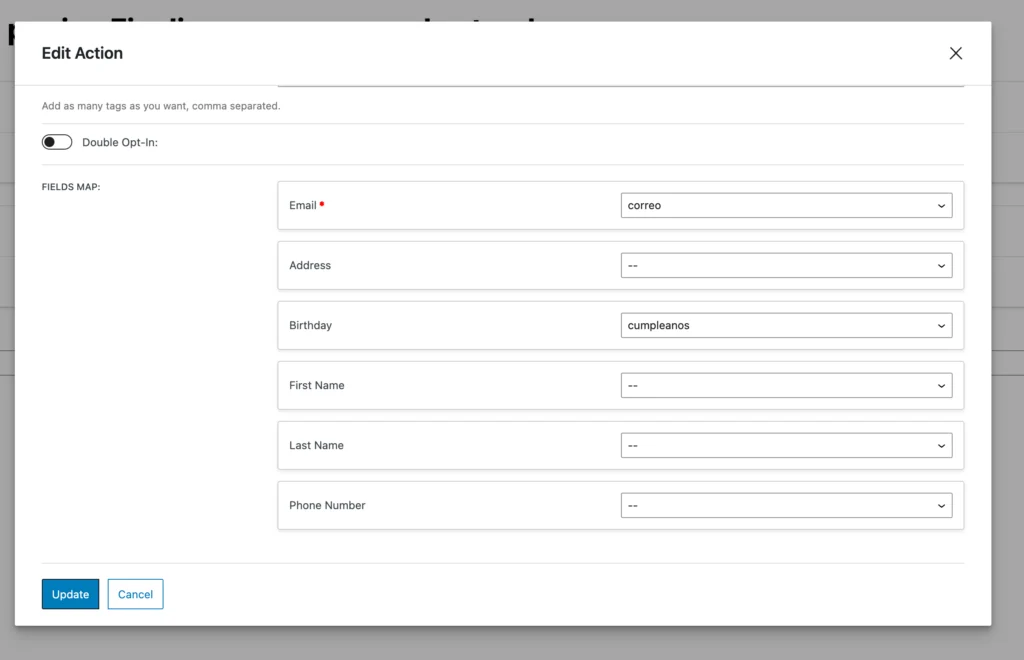 Añadir fecha cumpleaños en Mailchimp desde Woocommerce (imagen 6)