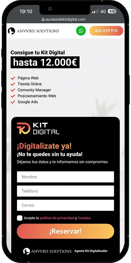 Versión móvil de Landing Kit Digital