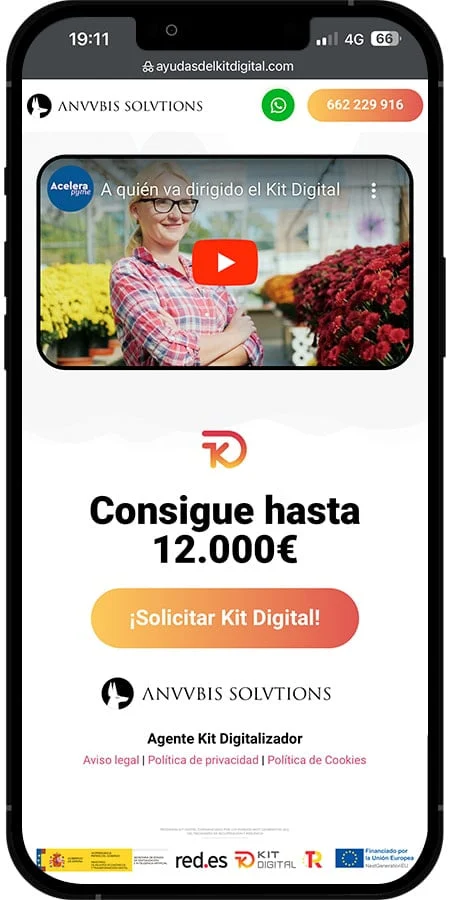 Versión móvil de Landing Kit Digital