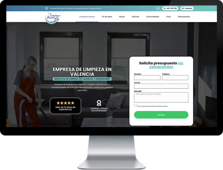 Sitio web de Limpiezas Isoana