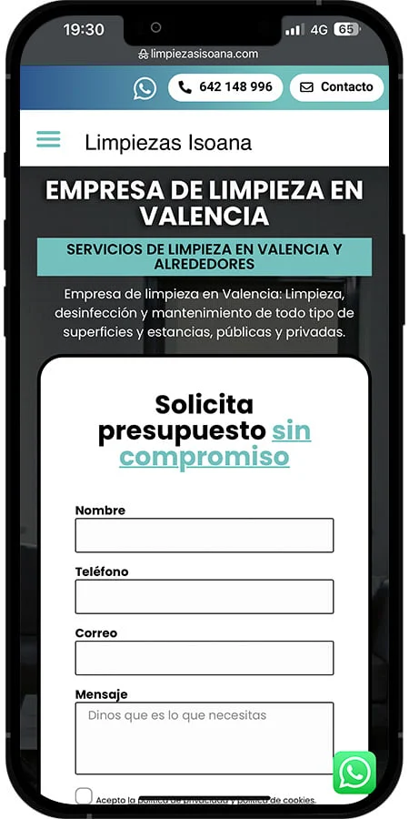 Versión móvil de Limpiezas Isoana