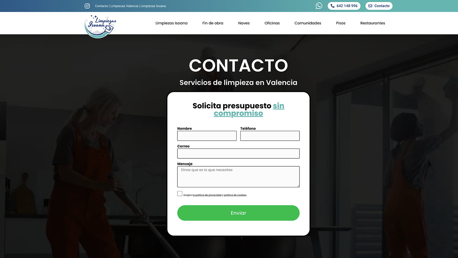 Equipo o instalaciones de Limpiezas Isoana