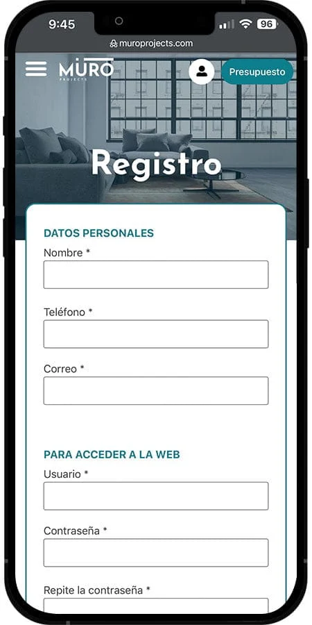 Versión móvil de Muroprojects