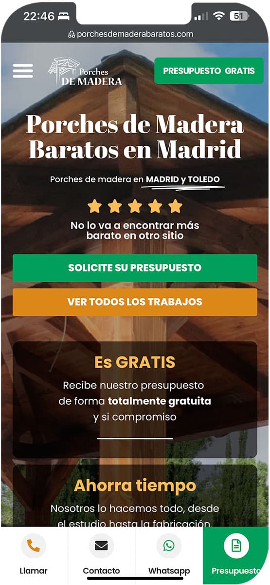 Detalle constructivo de pórche de madera