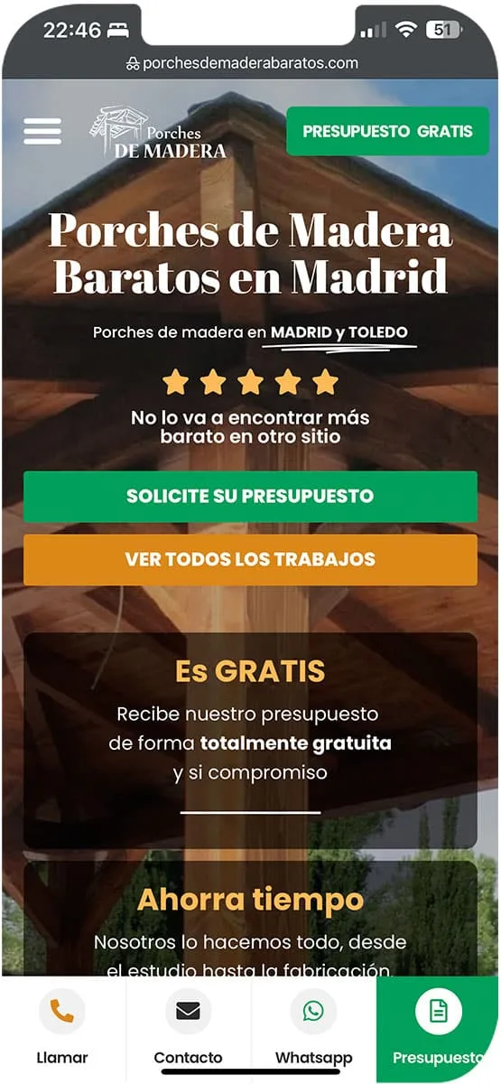 Detalle constructivo de pórche de madera