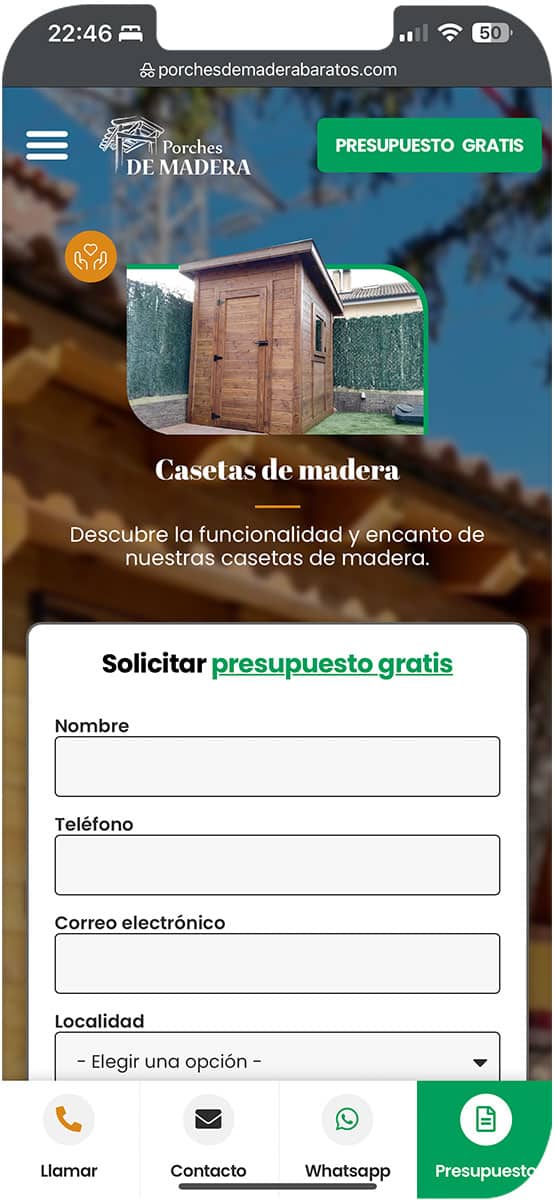 Material y estructura de pórche de madera