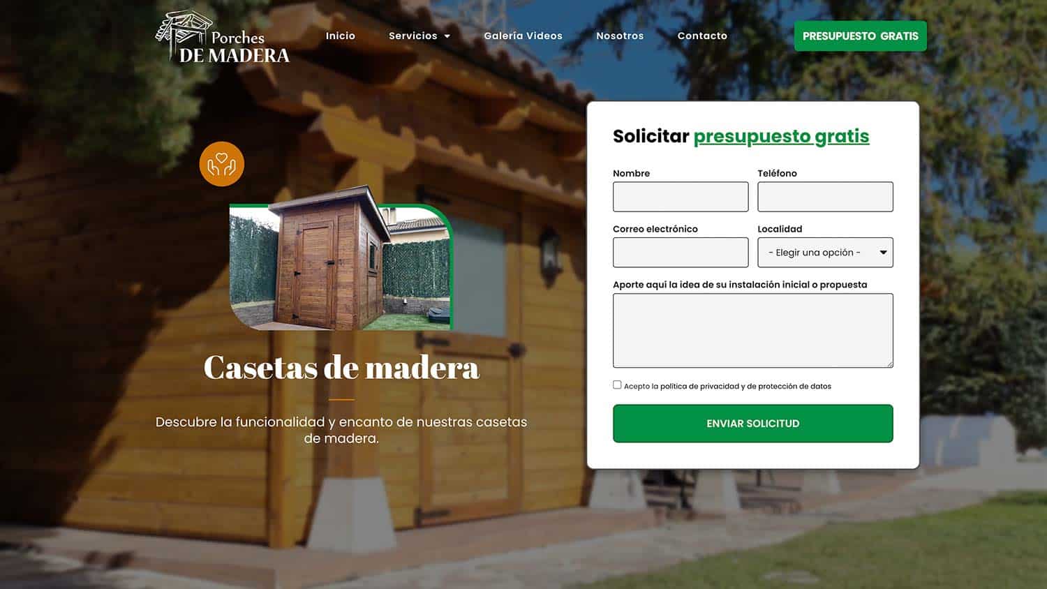 Modelo de porche de madera personalizado