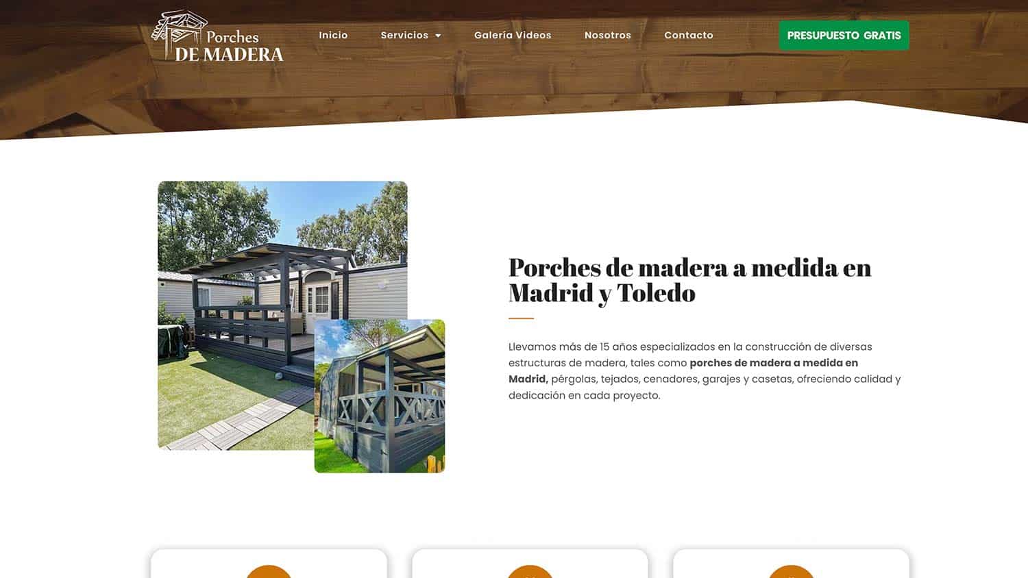 Diseño de pórche de madera para vivienda