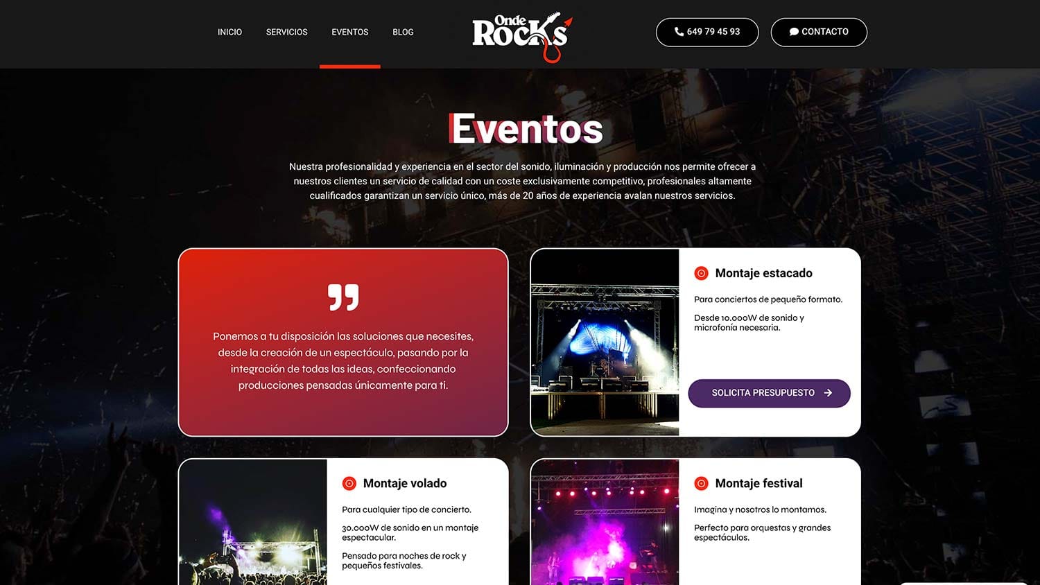 Interfaz OndeRocks en pantalla de computadora