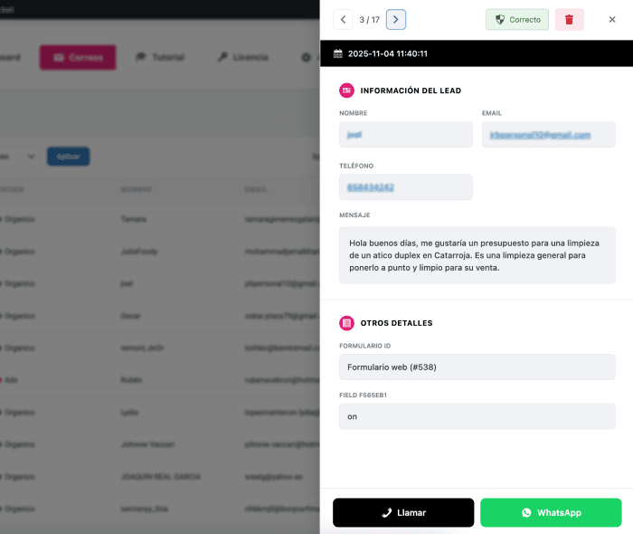 Icono de correo electrónico para notificaciones de formularios