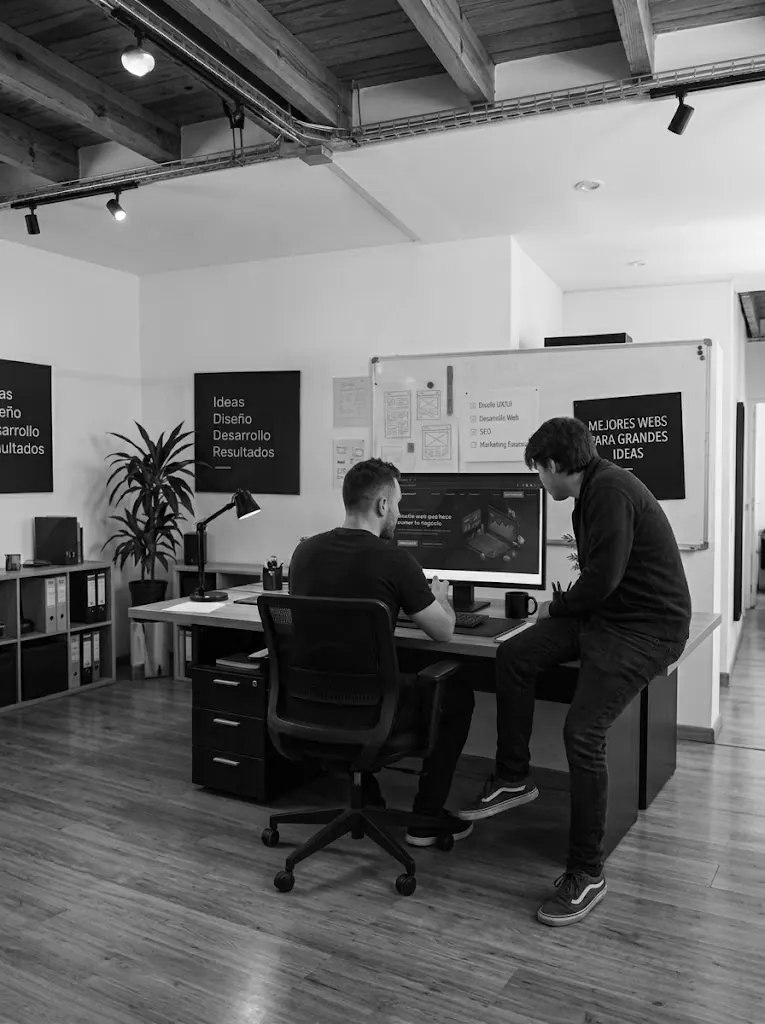 Oficina de Generacionweb en Paterna con dos miembros del equipo trabajando