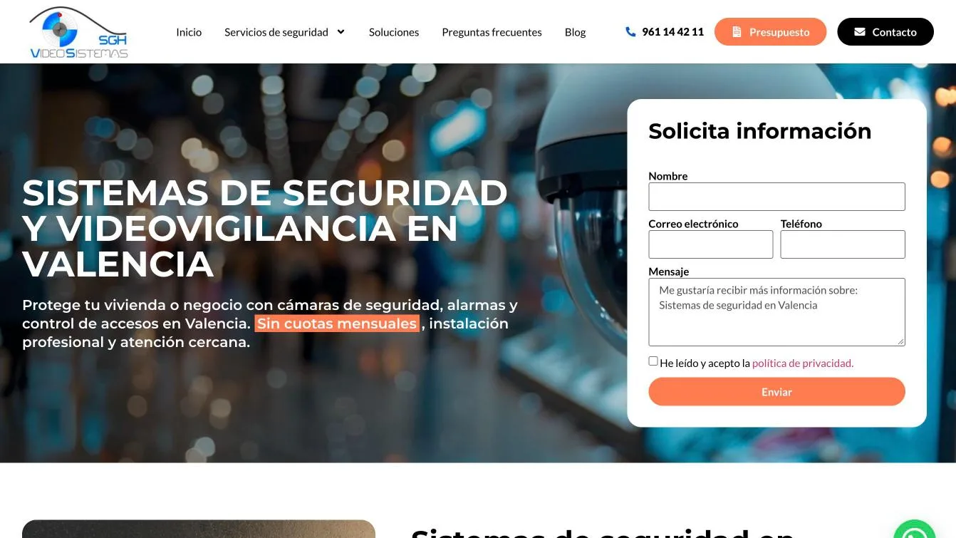 Web de SGH Videosistemas