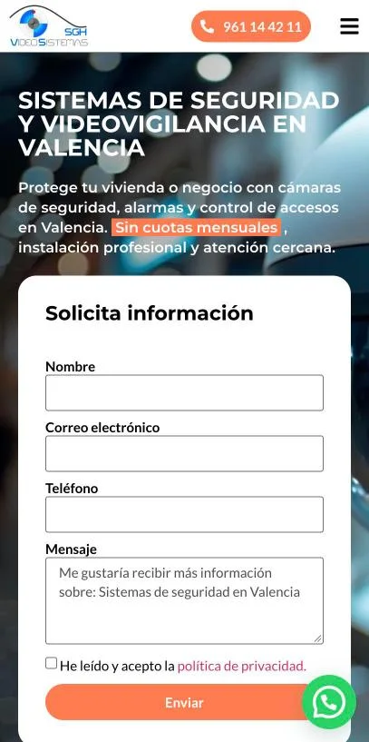 Versión móvil de SGH Videosistemas